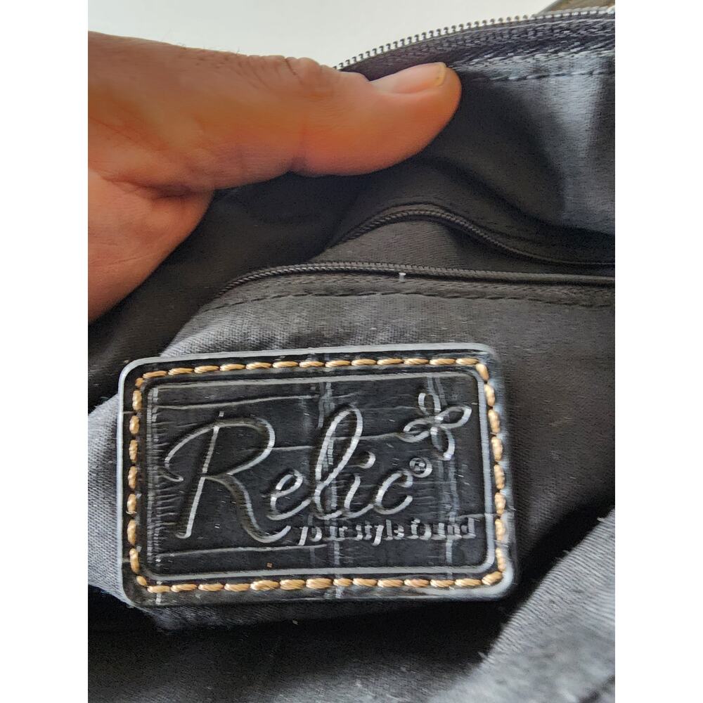 Relic By Fossil Black Crog Embossed Animal Print … - image 7